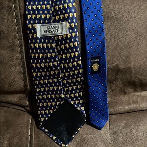 Versace silk Navy and Gold Patterned Men's Tie